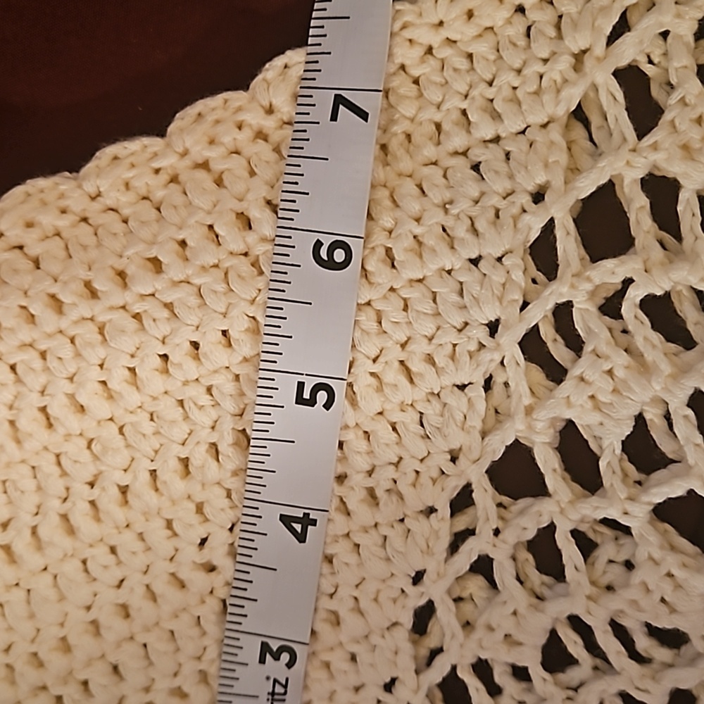 Hand Crafted Crochet Crop-Top Handmade Fishnet Swim Design Cream Summer Layer OS - Picture 15 of 17